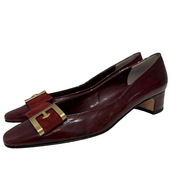 Vaneli Heels Size 9 N Red Leather Pumps Buckle Fall Winter Formal - Picture 1 of 10